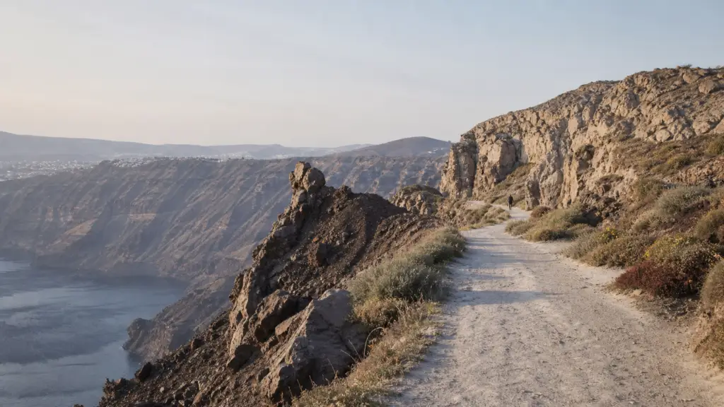 Volcanic footpath along the Santorini caldera