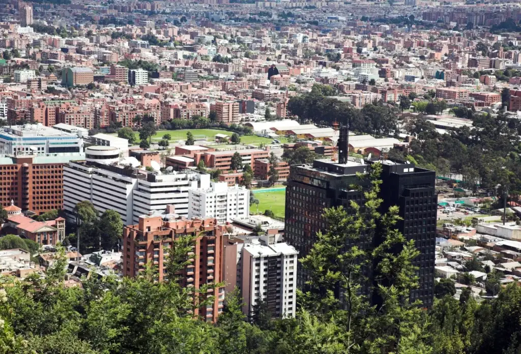 The skyline of northern Bogotá, Colombia.