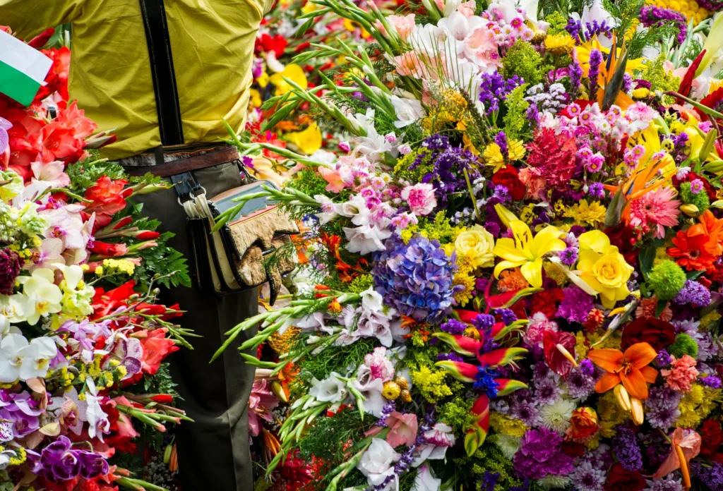 Floral displays at the Silleteros parade in Medellín.