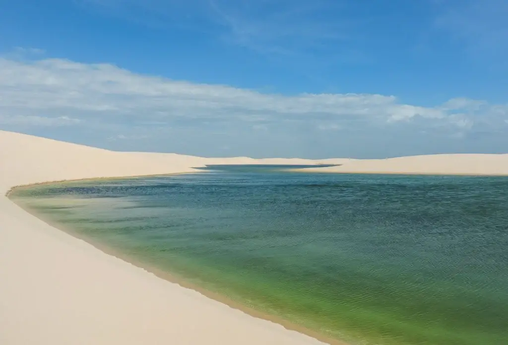 Dunes and a lagoon in the Santo Amaro area of Lençóis Maranhenses.