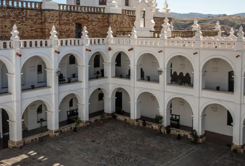 The arcaded courtyard of San Felipe Neri in Sucre.