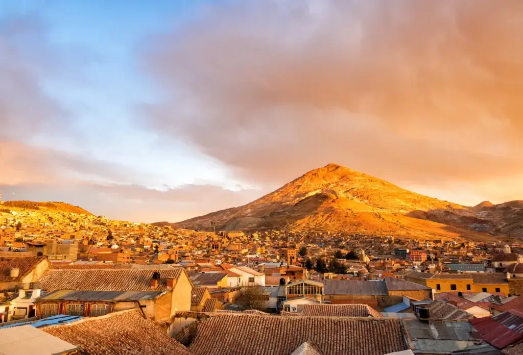 Potosí's rooftops and mountain backdrop, Bolivia.