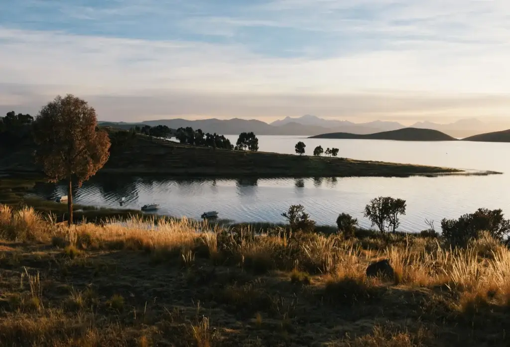 Sunrise over Lake Titicaca from Anapia, Peru.