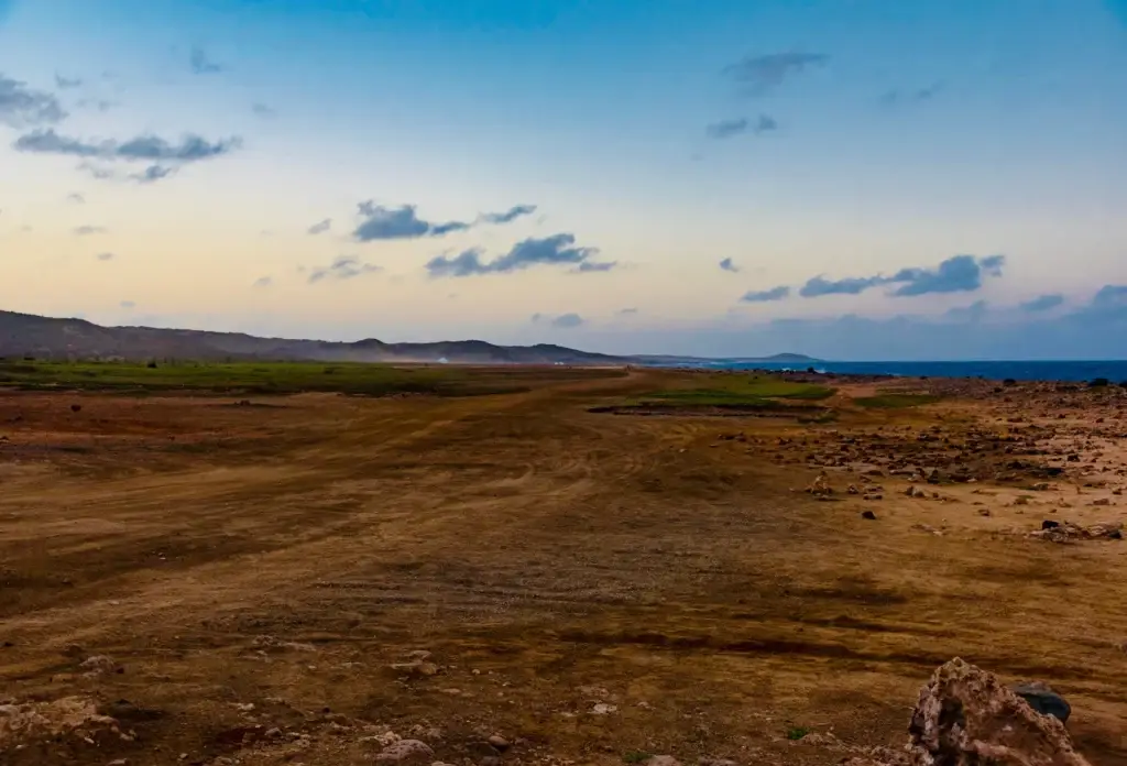 Dry landscape in Arikok National Park, Aruba.