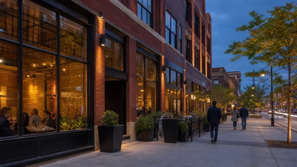 West Loop Chicago streetscape or Fulton Market urban context