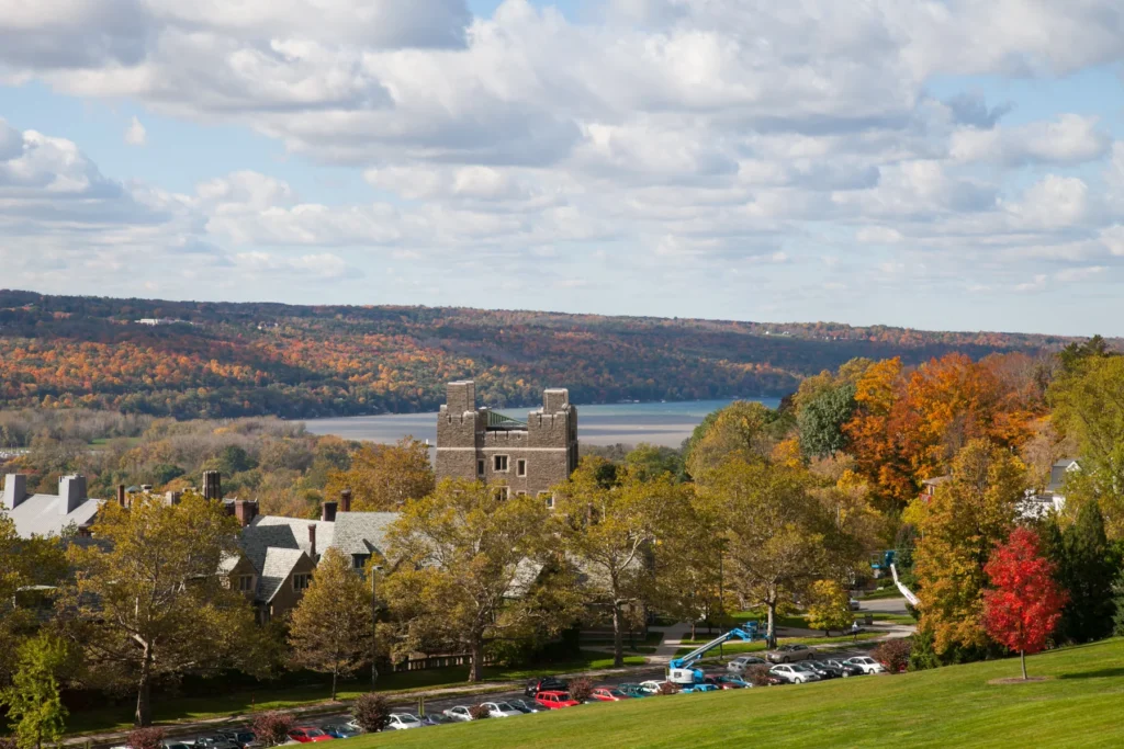 Cayuga Lake shoreline, overlook or Ithaca-area lake context