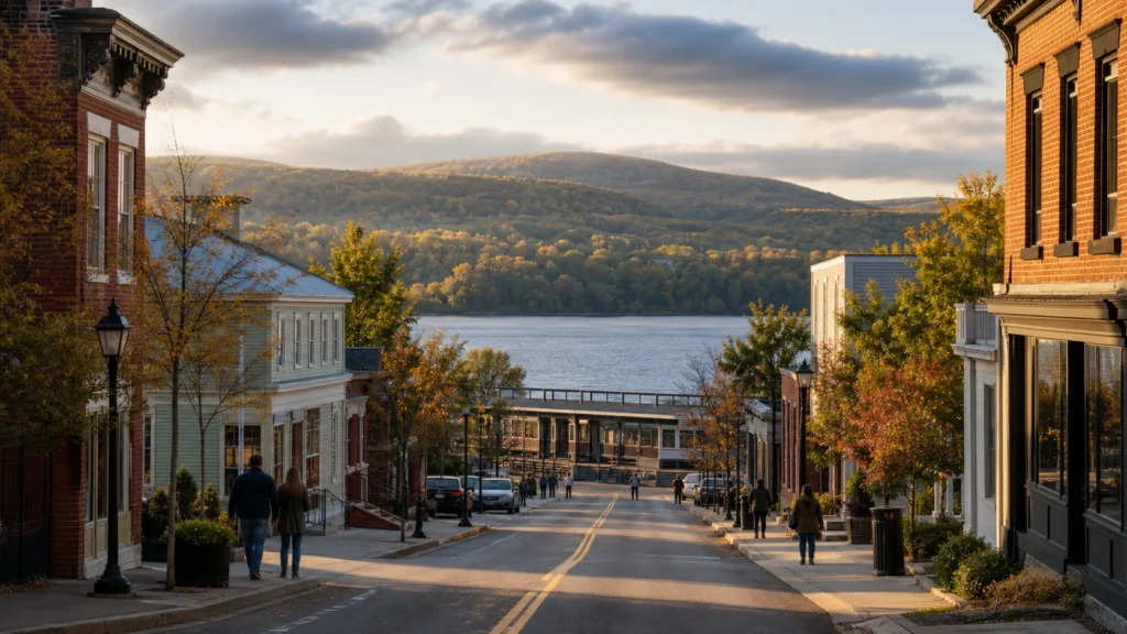 Beacon, Cold Spring, Hyde Park, Rhinebeck, Hudson or another correctly identified Hudson River corridor setting