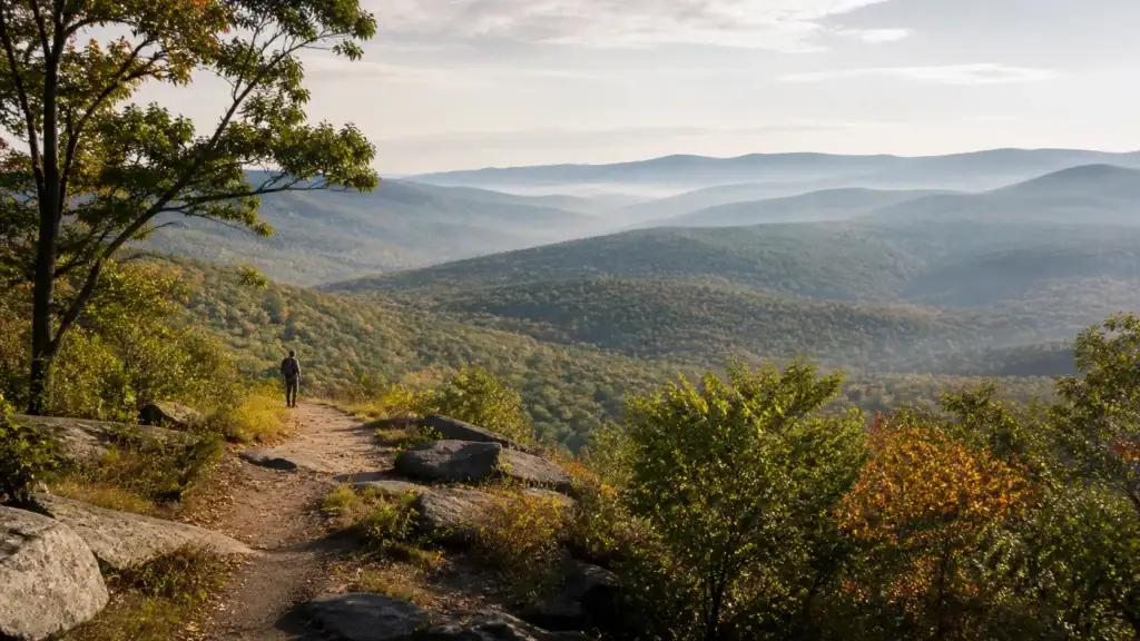 Catskill Park forest, escarpment or mountain view with exact metadata