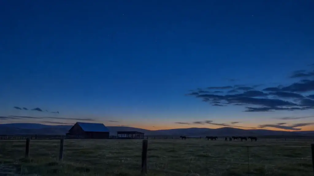 Montana ranch landscape at blue hour or under a clear night sky