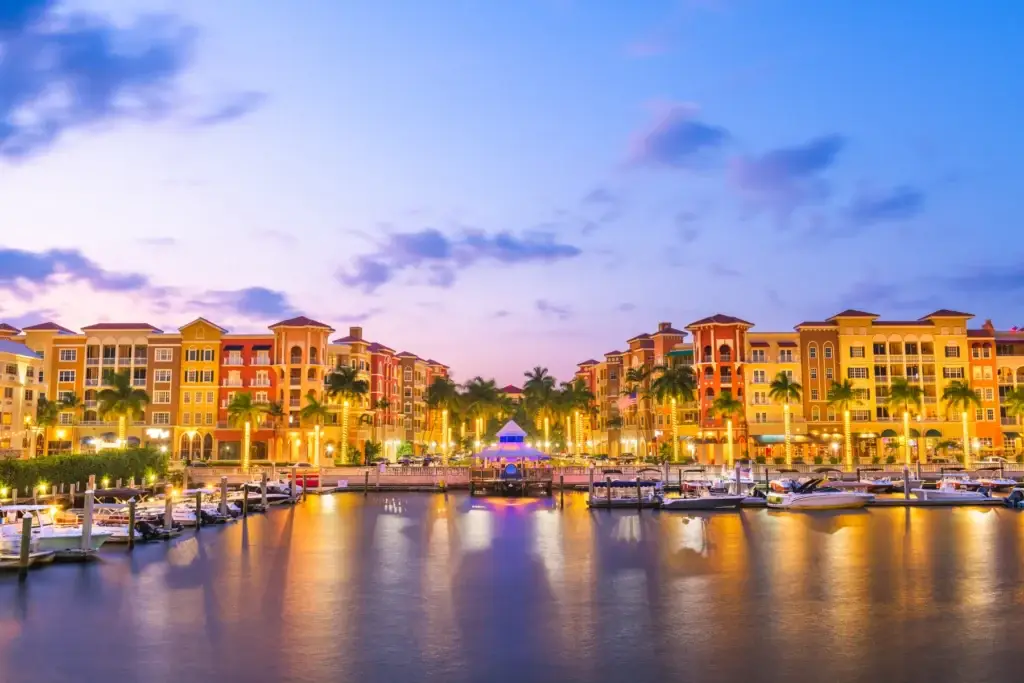 Naples Florida Gulf beachfront or exact Naples streetscape with Gulf-side character