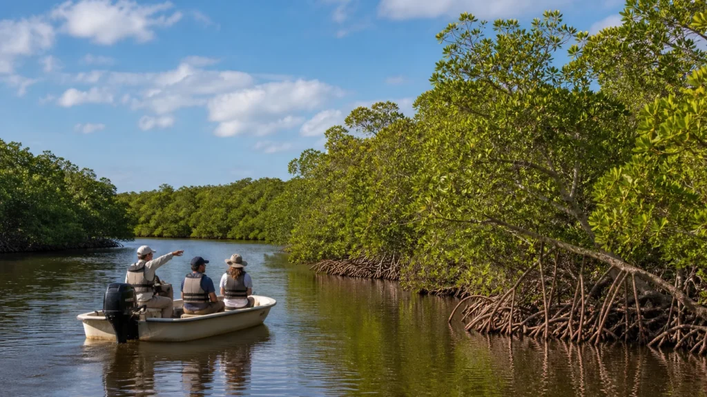Rookery Bay National Estuarine Research Reserve mangroves, boardwalk or small educational vessel