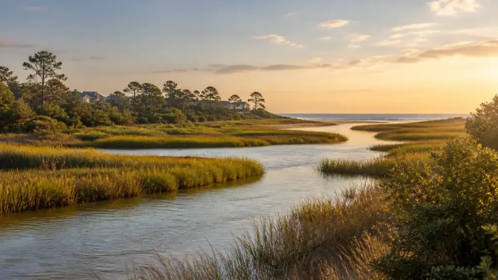 Pawleys Island South Carolina beach, cottage context or tidal creek