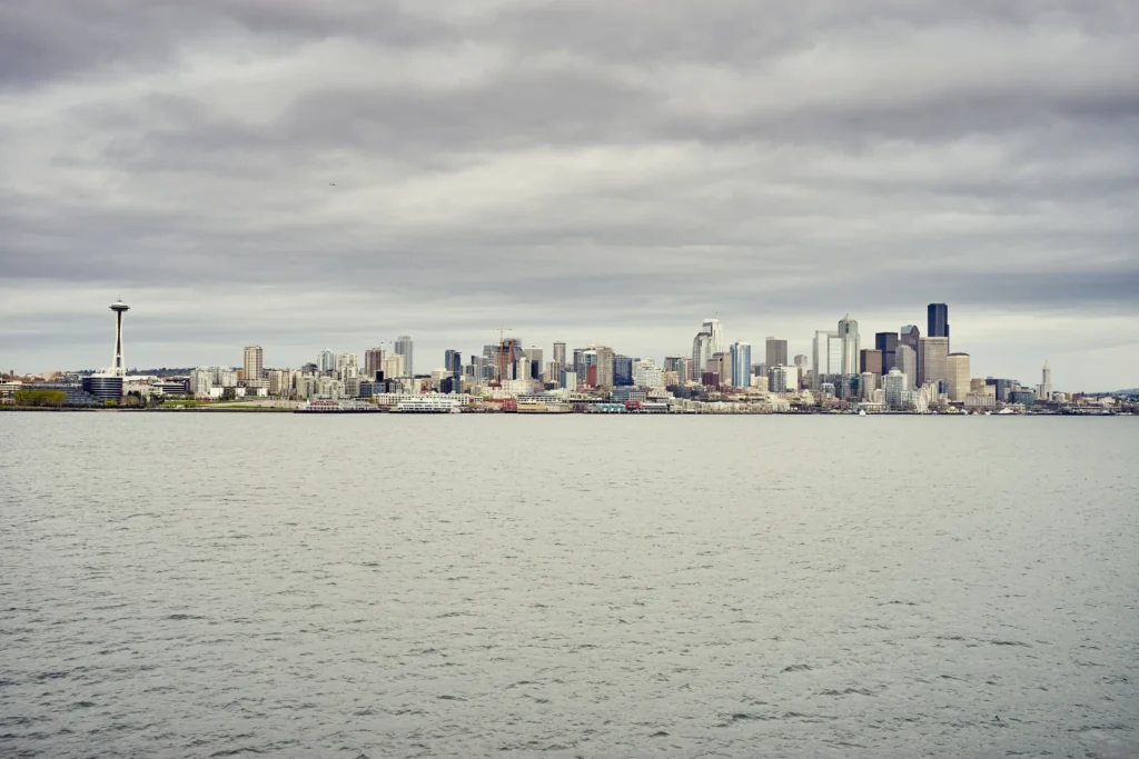 Seattle skyline and Elliott Bay or Puget Sound waterfront