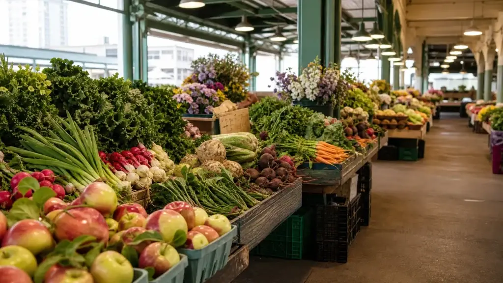 Pike Place Market Seattle producer stalls or market interior