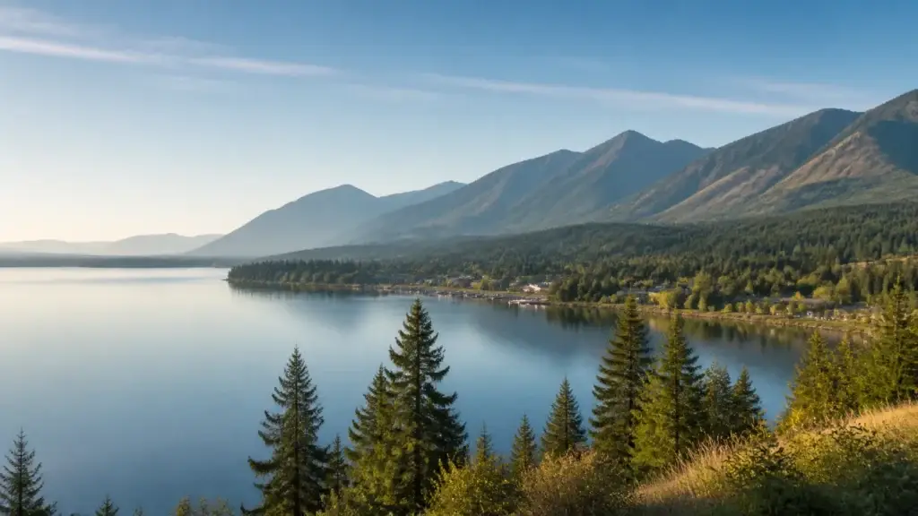 Whitefish Montana with lake and mountain context