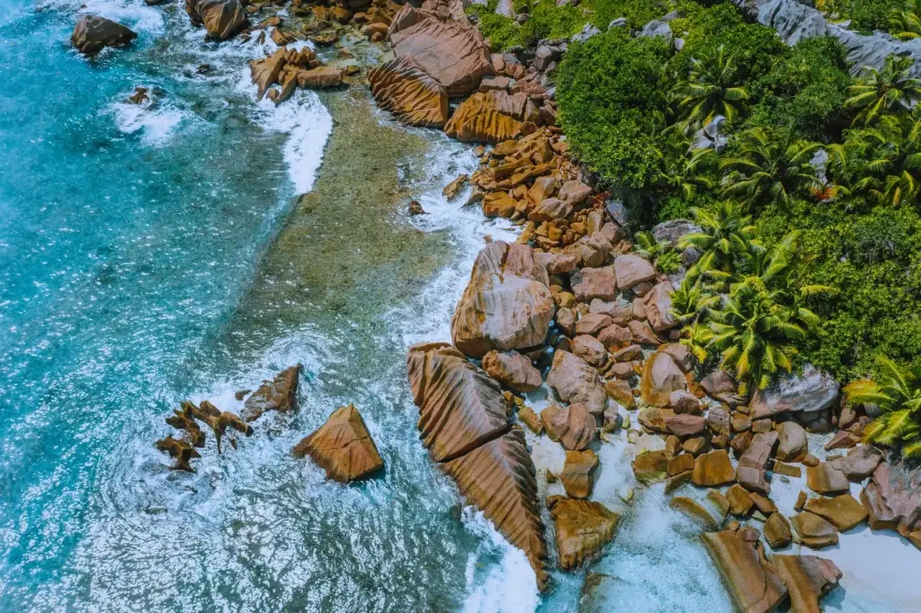 Seychelles granite island and clear water