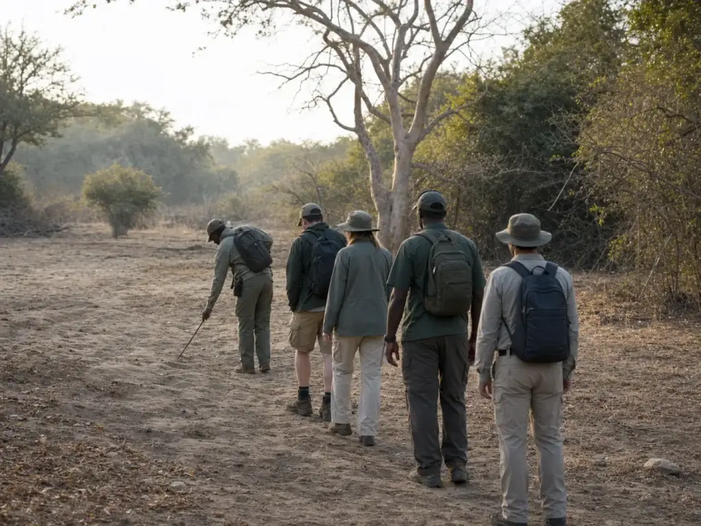 Qualified walking safari context in Zambia