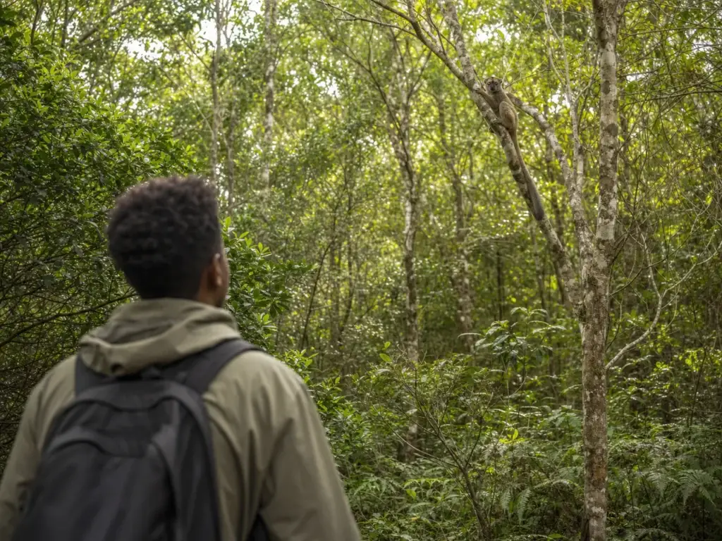 Malagasy naturalist and lemur habitat